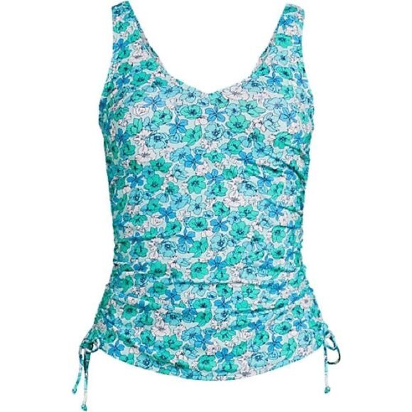 Lands' End Women's Blue Floral Swimsuit - Picture 2 of 9